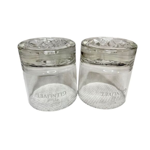 Collectible Set of 2 Heavy Diamond Cut The Glenlivet Rocks Whiskey Glasses EC - Picture 2 of 8